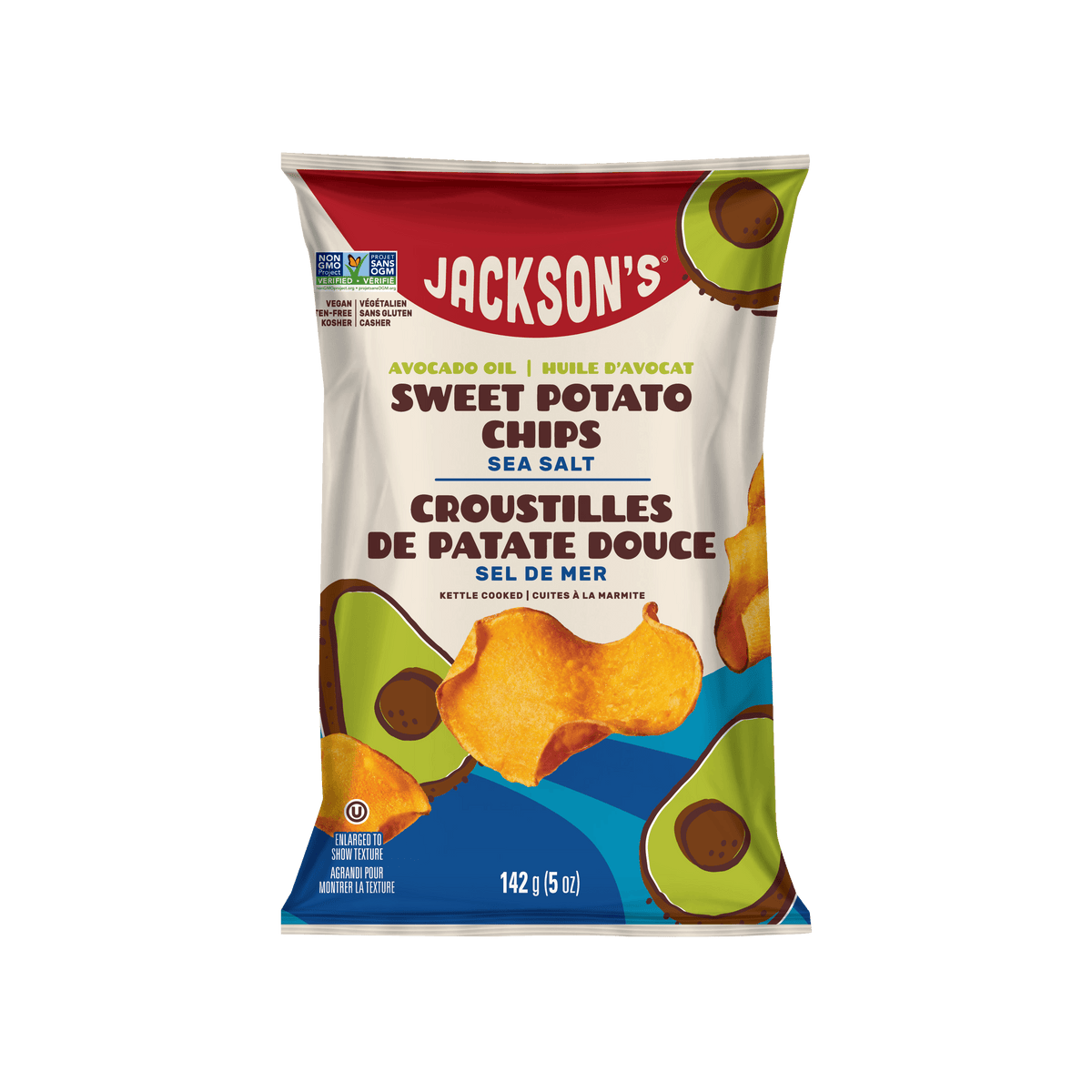 Jackson's Sweet Potato Chips Sea Salt 142g - Sweet Potatoes Are Slow-cooked in Avocado Oil, Paleo and Vegan Chips Are the Perfect Blend of Sweet, Tangy, and Vinegary