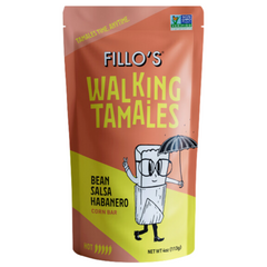 Fillo's Walking Tamales Bean Salsa Habanero Hot 113g - Ready to Eat Tamales, A Rich in Nutrients Shelf-Stable Snack, Ideal to Keep You Going Through Your Workday or Workout