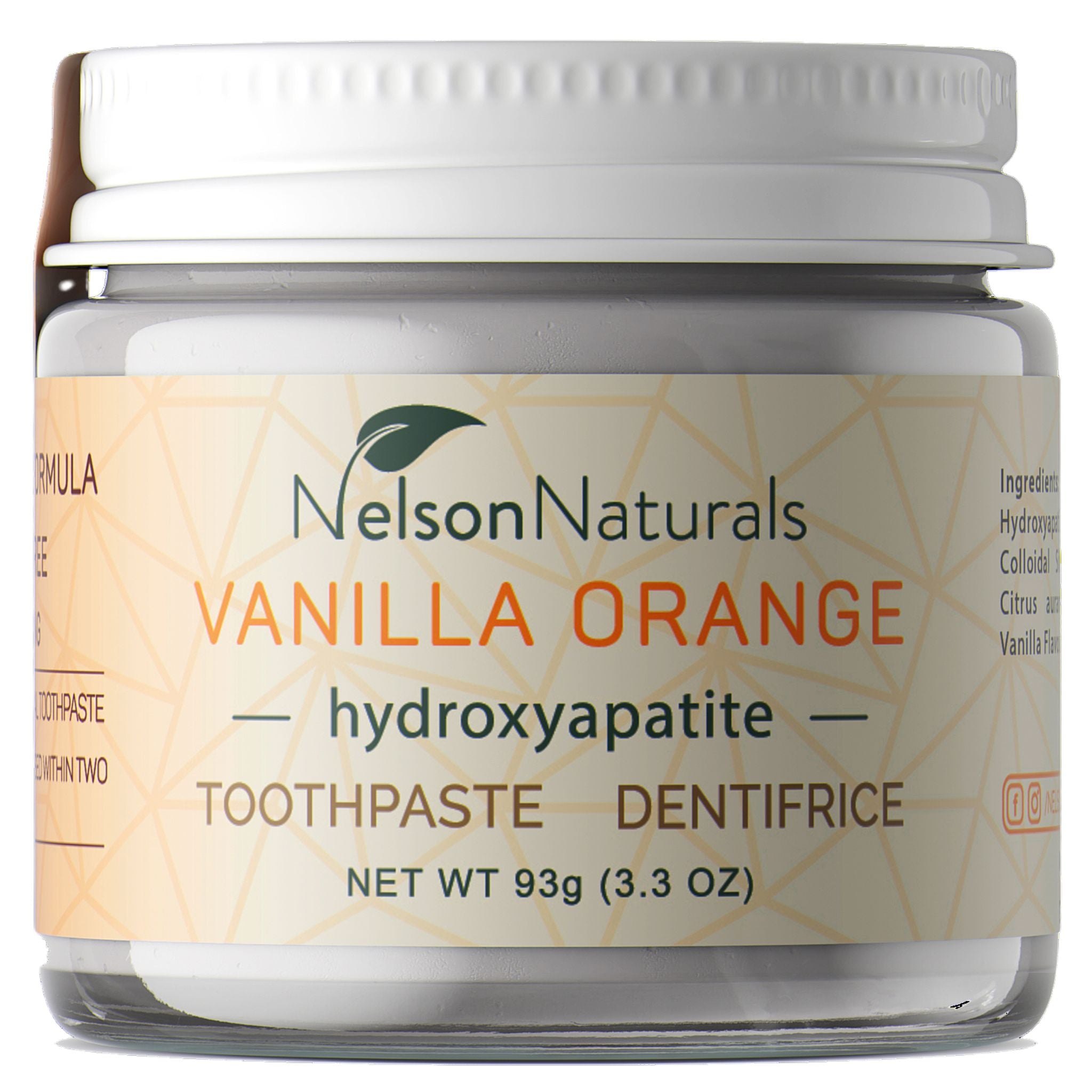Nelson Naturals Toothpaste Vanilla Orange with Hydroxypatite 93g - Nature's Source Inc