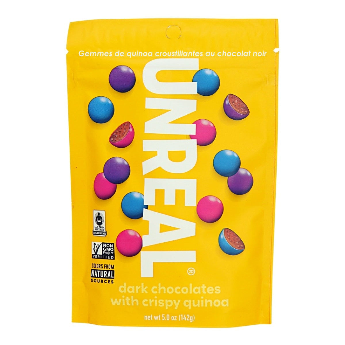 Unreal Dark Chocolate Crispy Quinoa Gems 142g - Delicious Snack Option, Non-Artificial, Contains Quality Ingredients