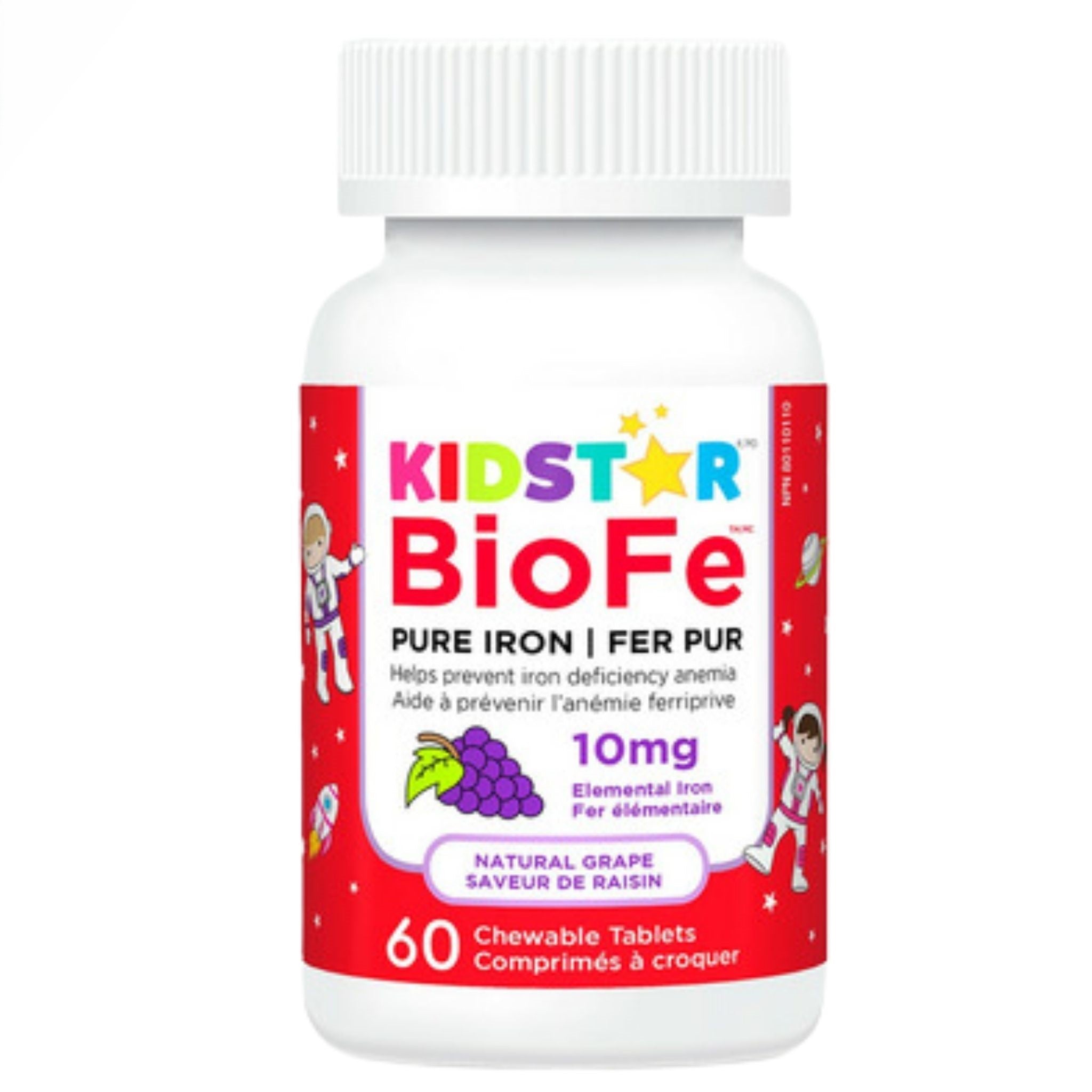 KidStar BioFe Pure Iron Chewable Grape - Flavoured 60 Chewable Tablets - Nature's Source Inc