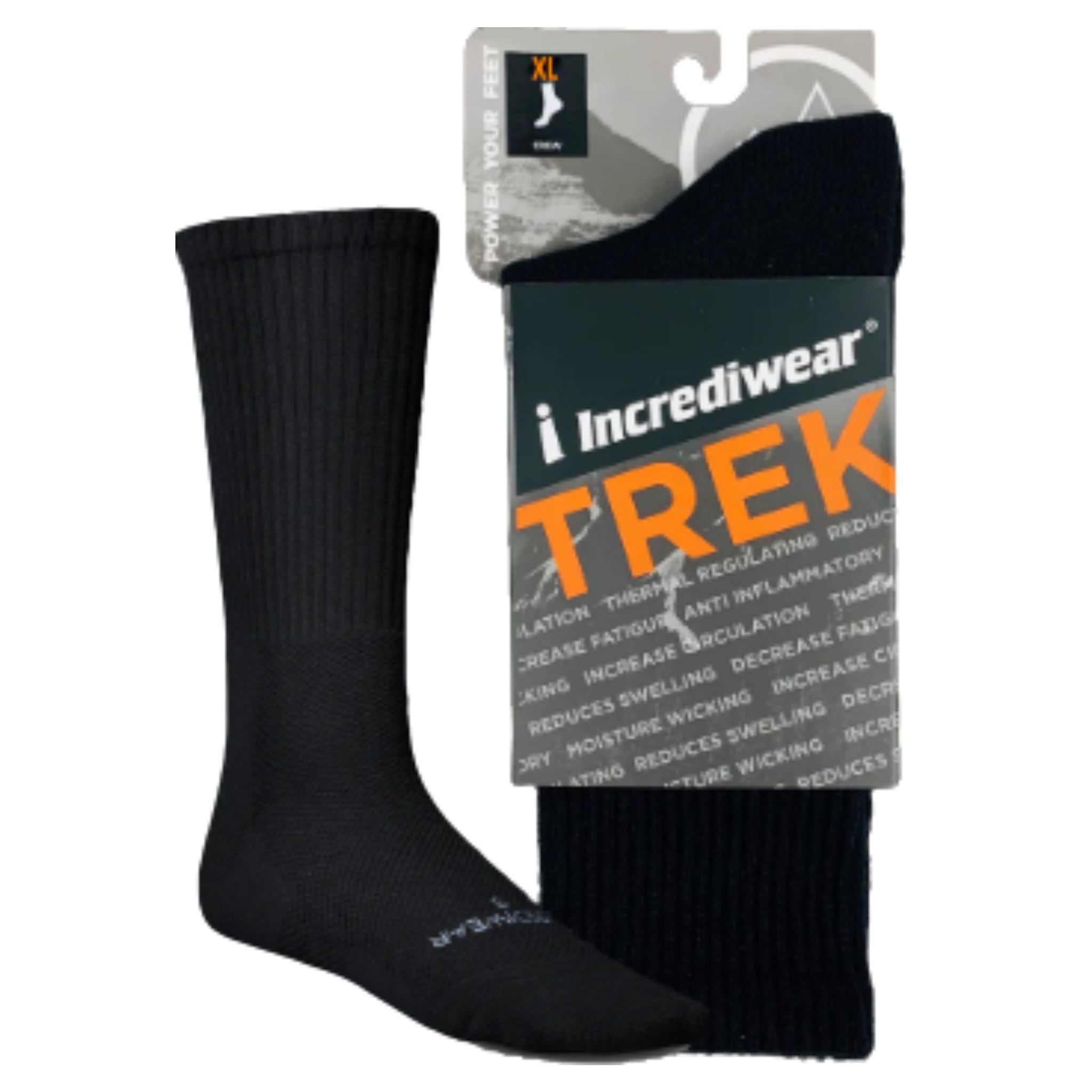 Incrediwear Trek Sock Black XL - Nature's Source Inc