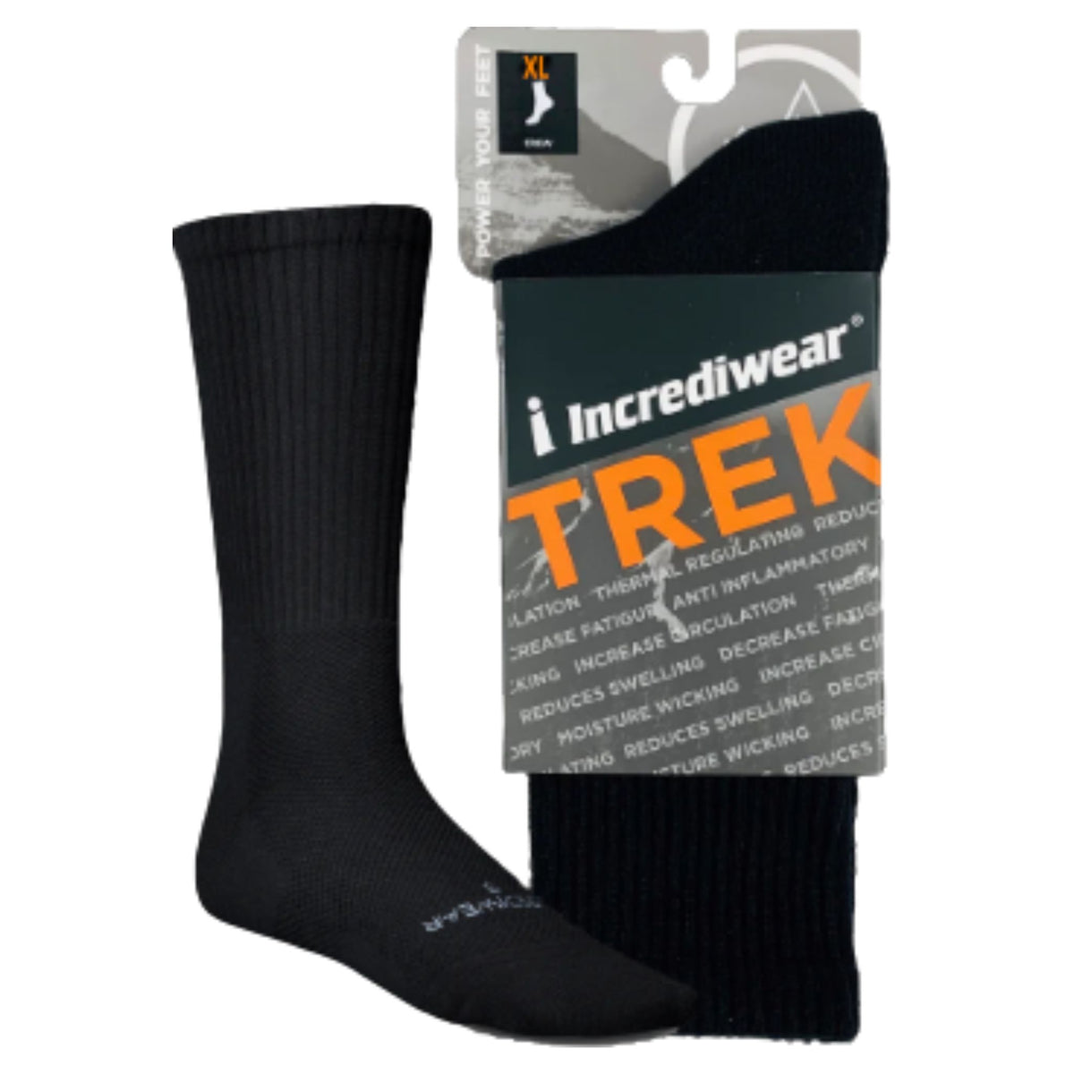 Incrediwear Trek Sock Black XL - Nature's Source Inc