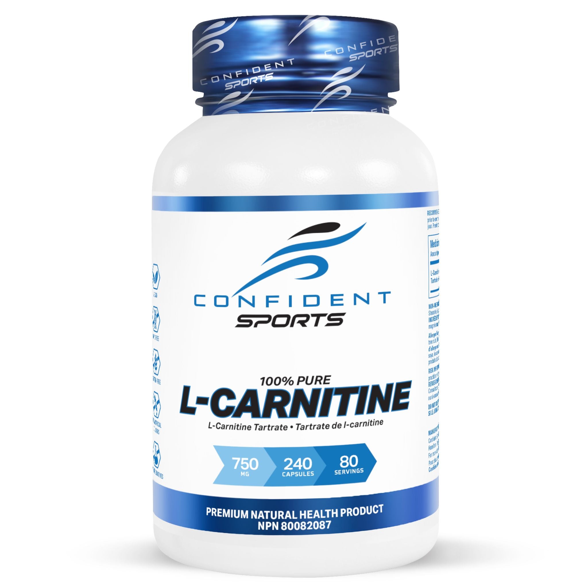 Confident Sports Carnitine 750mg 240 Capsules - Nature's Source Inc
