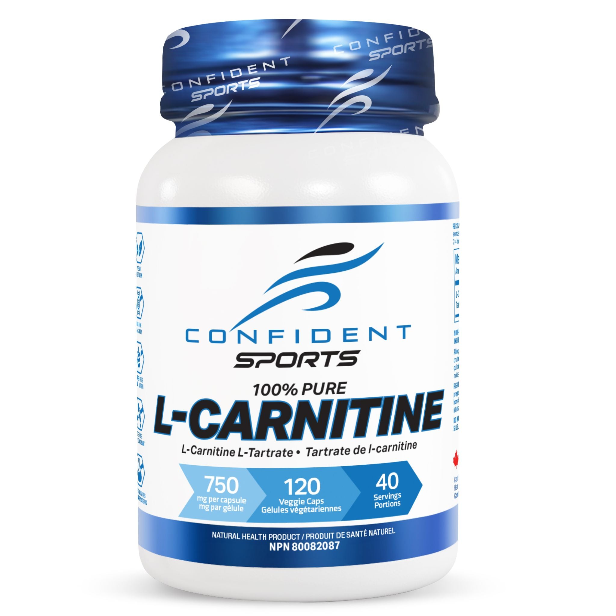 Confident Sports Carnitine 750mg 120 Vegetarian Capsules - Nature's Source Inc