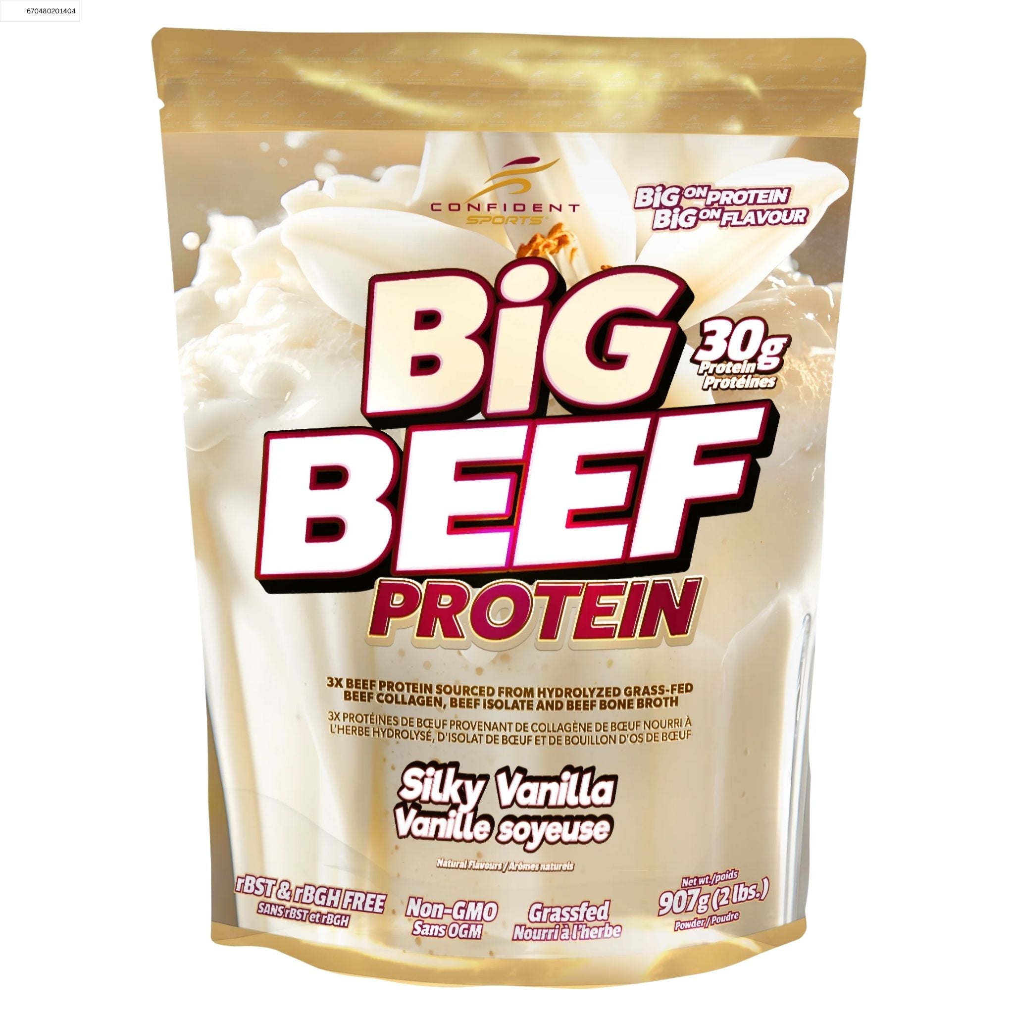 Confident Sports Big Beef Silky Vanilla 907g - Nature's Source Inc