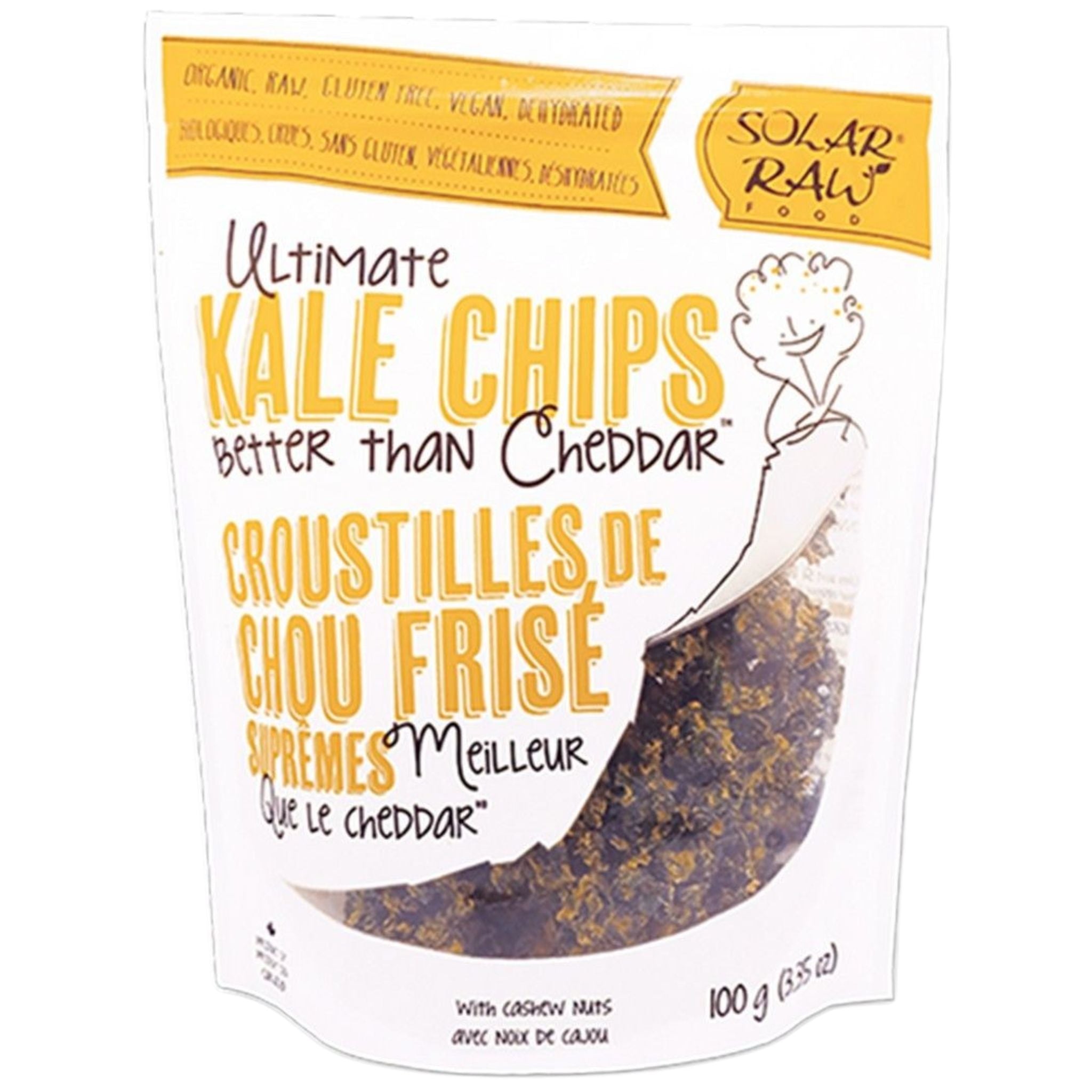 Solar Raw Ultimate Kale Chips Better Cheddar 100g - Packed With Minerals, Antioxidants, And Phytonutrients, Including Vitamins A, C, And K, Fights Inflammation, Provides Cardiovascular Support - Nature's Source Inc