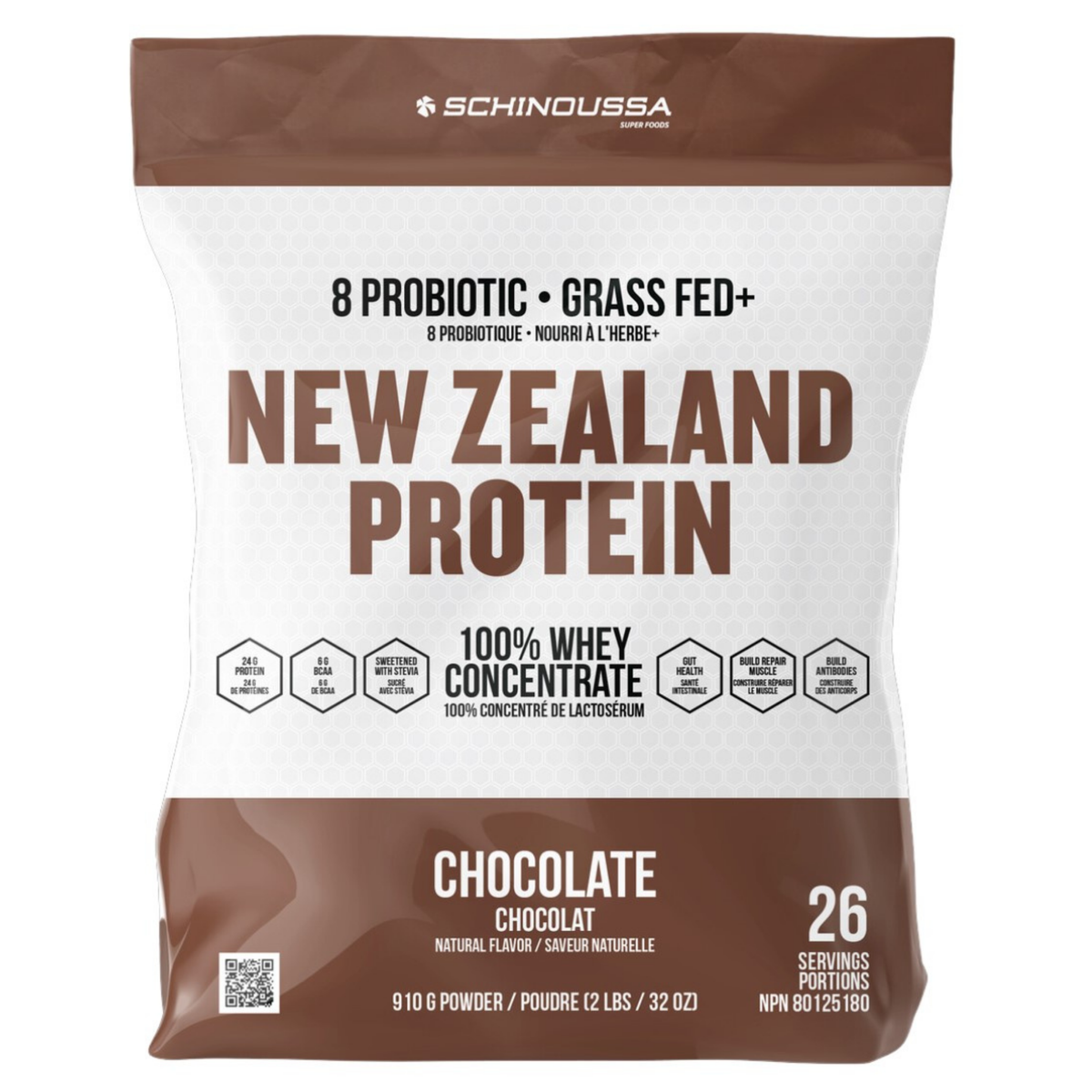 Schinoussa New Zealand Protein Whey Concentrate Chocolate 910g - Supports Muscle Growth, Repair, Recovery, and Immune Function, Promotes Gut Health, Delicious Taste Without Digestive Stress