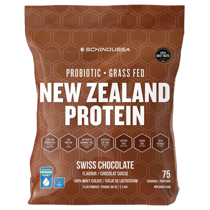 Schinoussa Probiotic Whey Isolate Swiss Chocolate Powder 5lb - Enriched with PROLIFETM (A Proprietary Blend of 6 Probiotics), Improves Overall Gut Health, Boosts Immune System