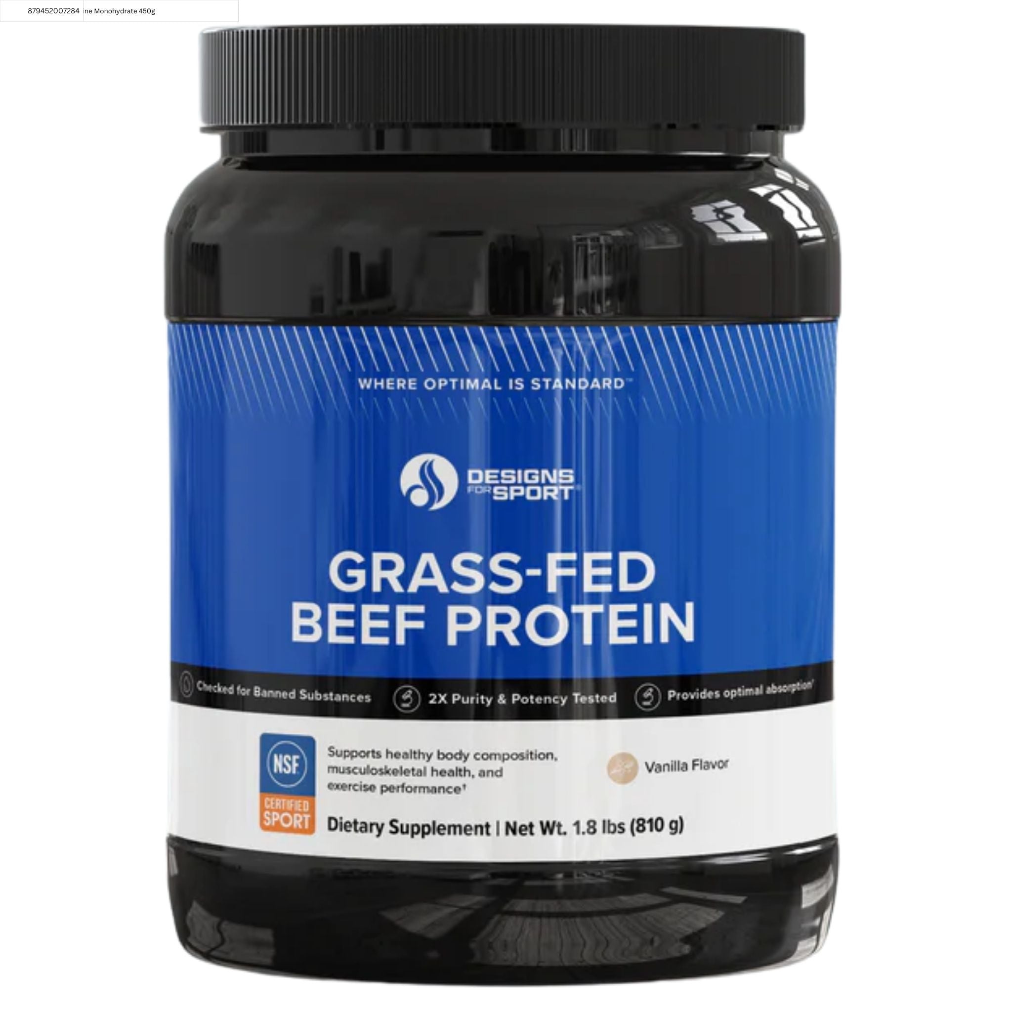 Designs For Sport Grass - Fed Beef Protein Vanilla 810g - Nature's Source Inc