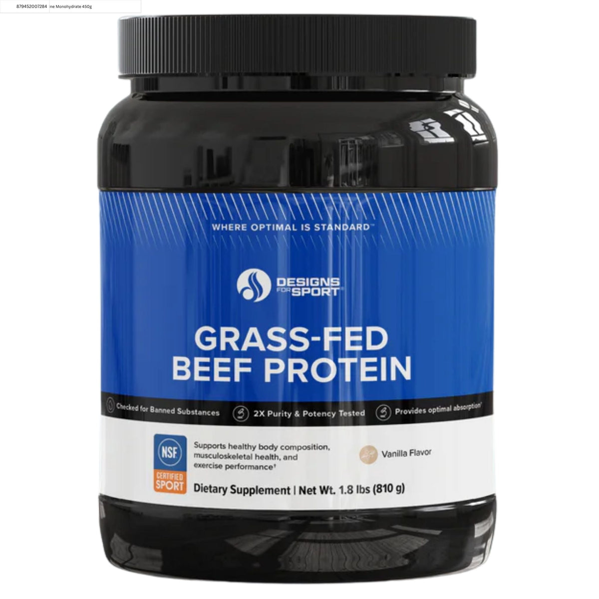 Designs For Sport Grass - Fed Beef Protein Vanilla 810g - Nature's Source Inc
