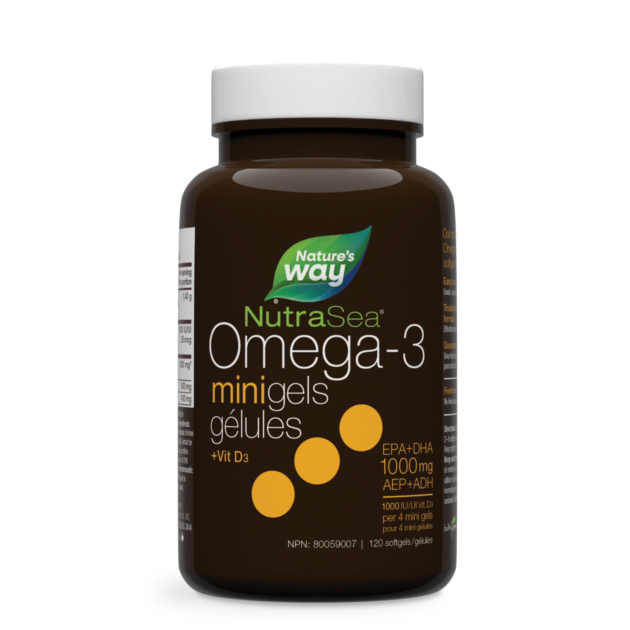 NutraSea +D Omega - 3 Mini Gels Fresh Mint, 120 Softgels - Nature's Source Inc