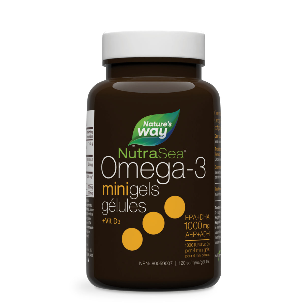 NutraSea +D Omega - 3 Mini Gels Fresh Mint, 120 Softgels - Nature's Source Inc