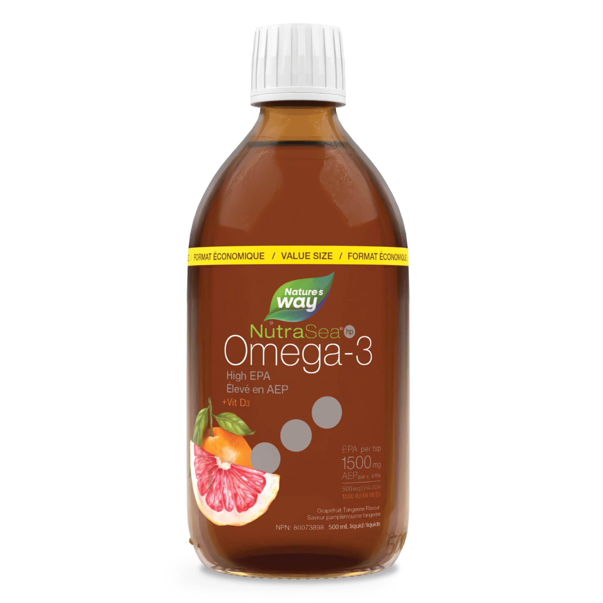 NutraSea HP+D Omega - 3 Grapefruit Tangerine, 500ml - Nature's Source Inc
