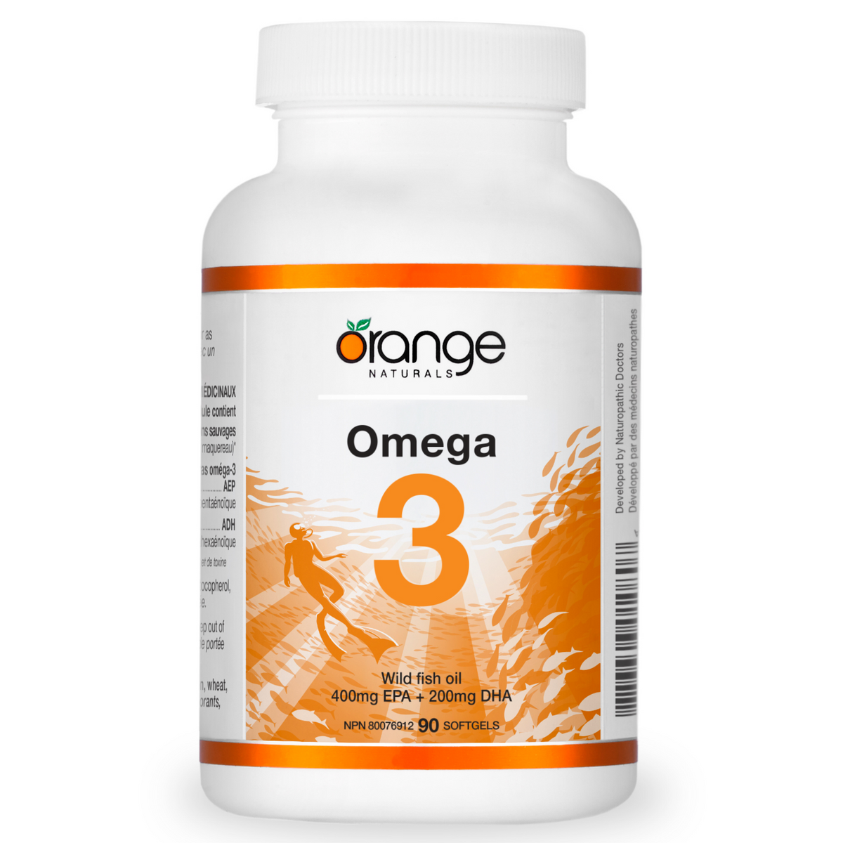 Orange Naturals Omega-3 Fish Oil 400mg EPA + 200mg DHA 90 Softgels