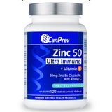 CanPrev Zinc 50 Ultra Immune + Vitamin C 120 Vegetable Capsules - Nature's Source Inc