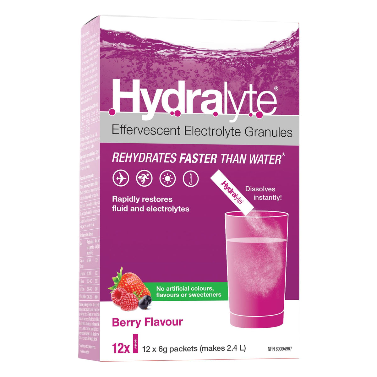 Hydralyte Electrolyte Berry 12 Packets - Nature's Source Inc