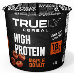 Truely Cereal Cup Maple Donut 40g - Supports Muscle Growth And Recovery Without Excess Calories, Provides All Essential Amino Acids, High Protein Healthy Snack