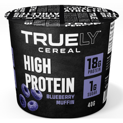 Truely Cereal Cup Blueberry Muffin 40g - Supports Muscle Growth And Recovery Without Excess Calories, And Provides All Essential Amino Acids, Blueberry Muffin High Protein Cereal Is Perfect For Breakfast