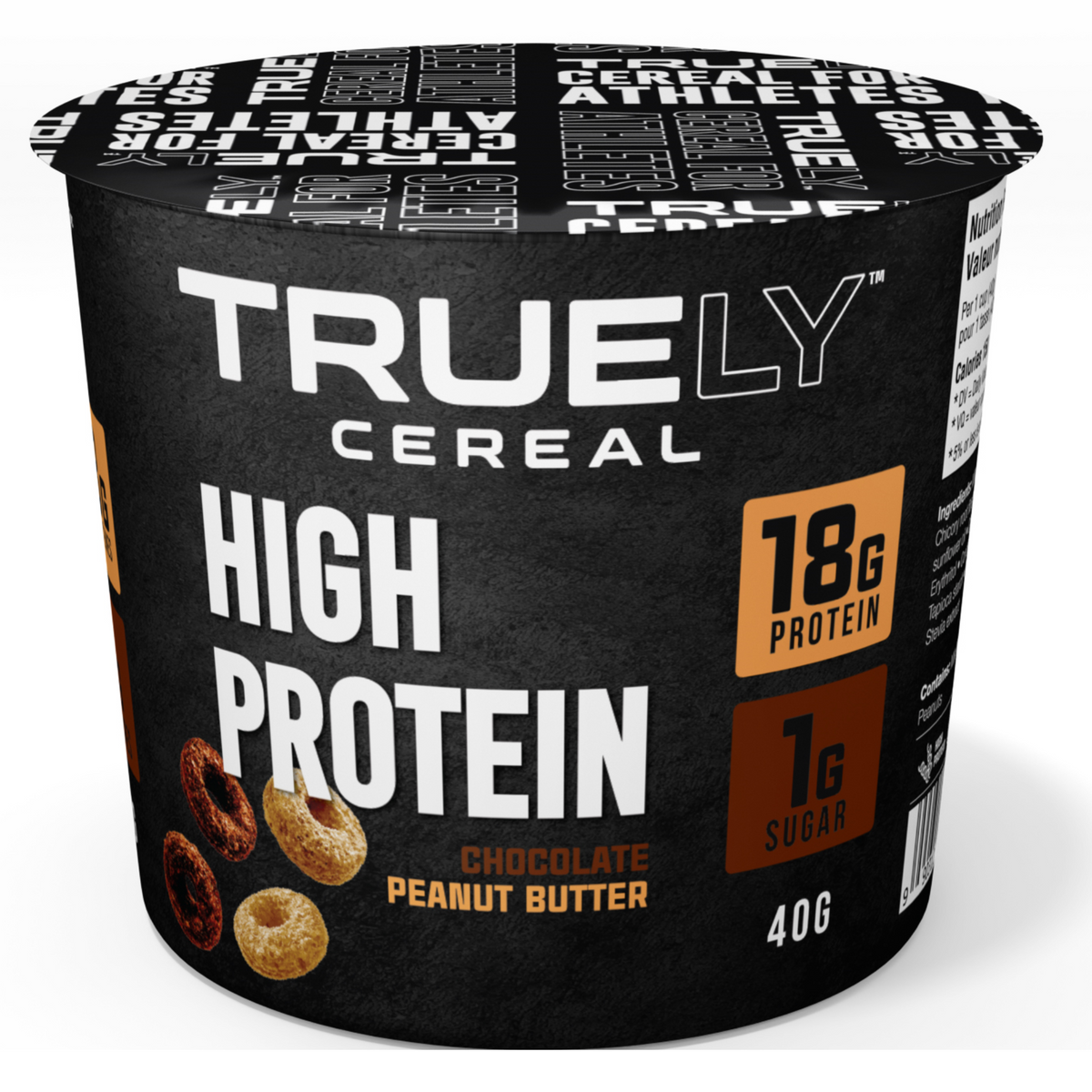 Truely Cereal Cup Chocolate Peanut Butter 40g - High Protein Cereal, Easy To Digest, Supports Muscle Growth And Recovery Without Excess Calories, Suitable For Athletes