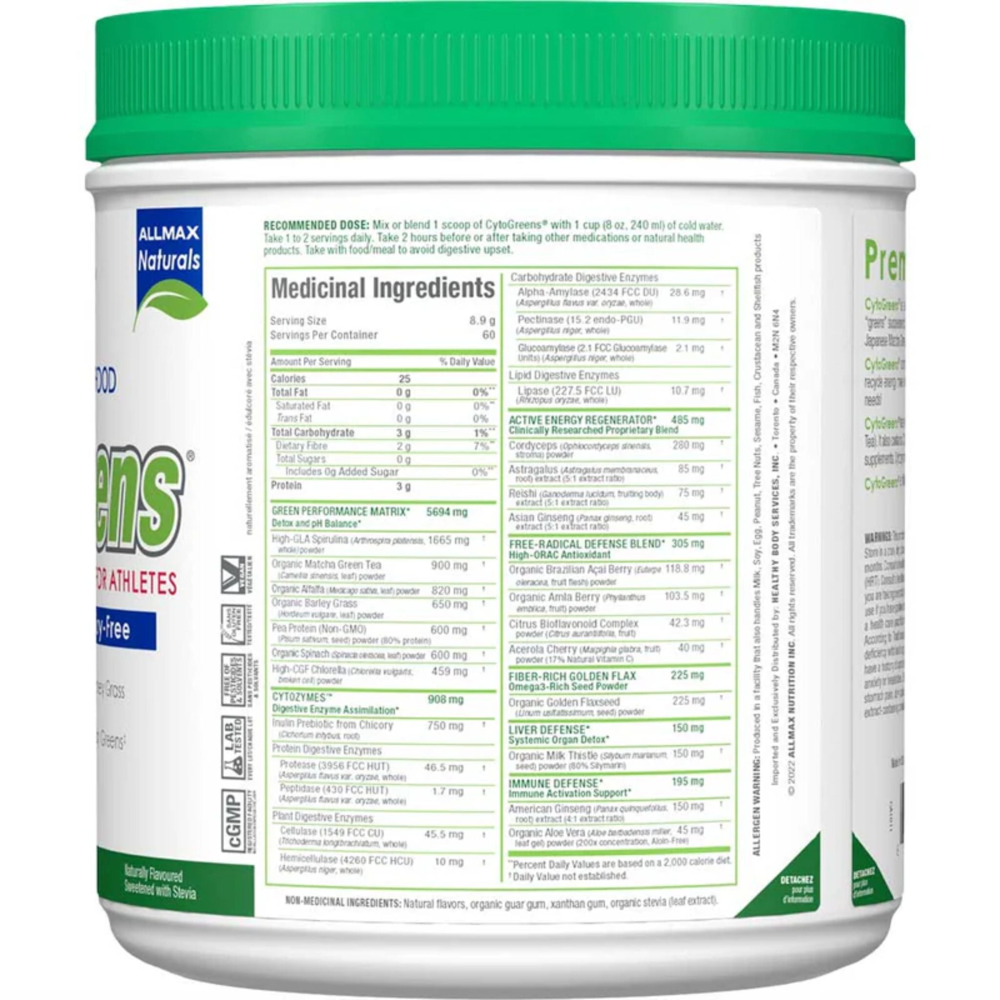Allmax Cytogreens Acai Berry Green Tea 60 Servings - Nature's Source Inc