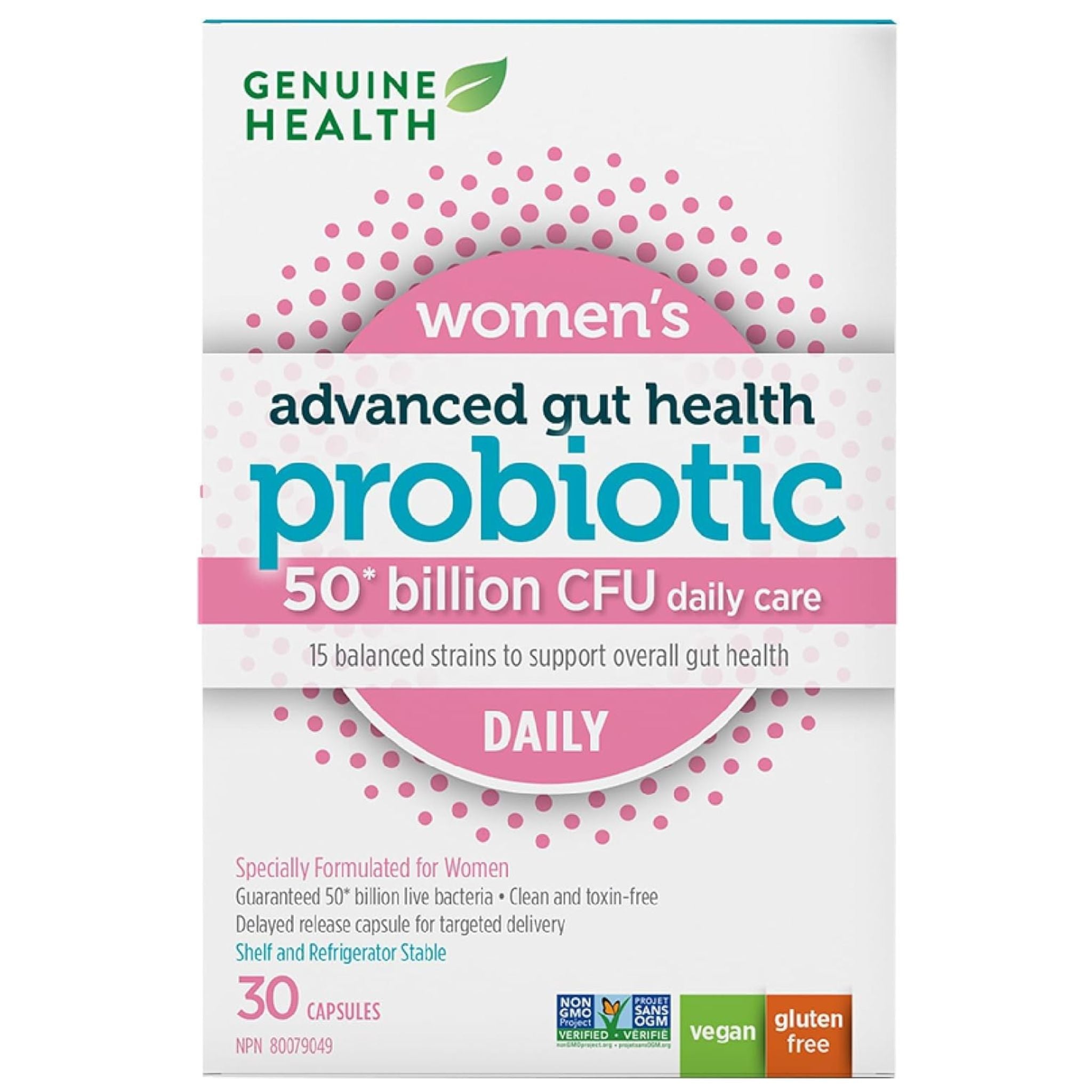 Genuine Health Advanced Gut Health Probiotic Women's Daily 50 Billion CFU 60 Capsules - Nature's Source Inc