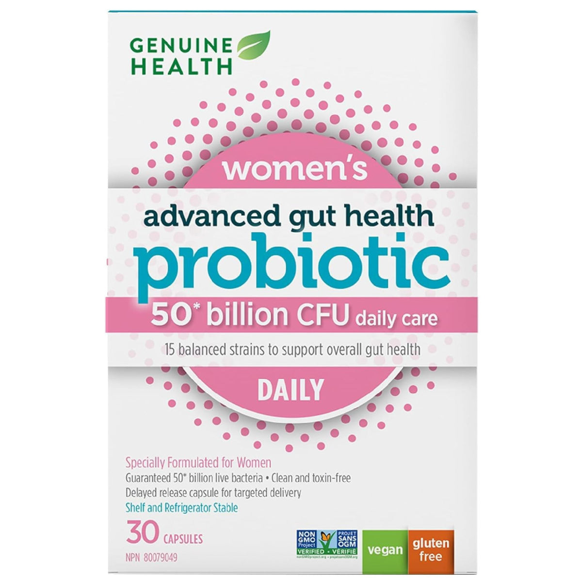 Genuine Health Advanced Gut Health Probiotic Women's Daily 50 Billion CFU 60 Capsules - Nature's Source Inc