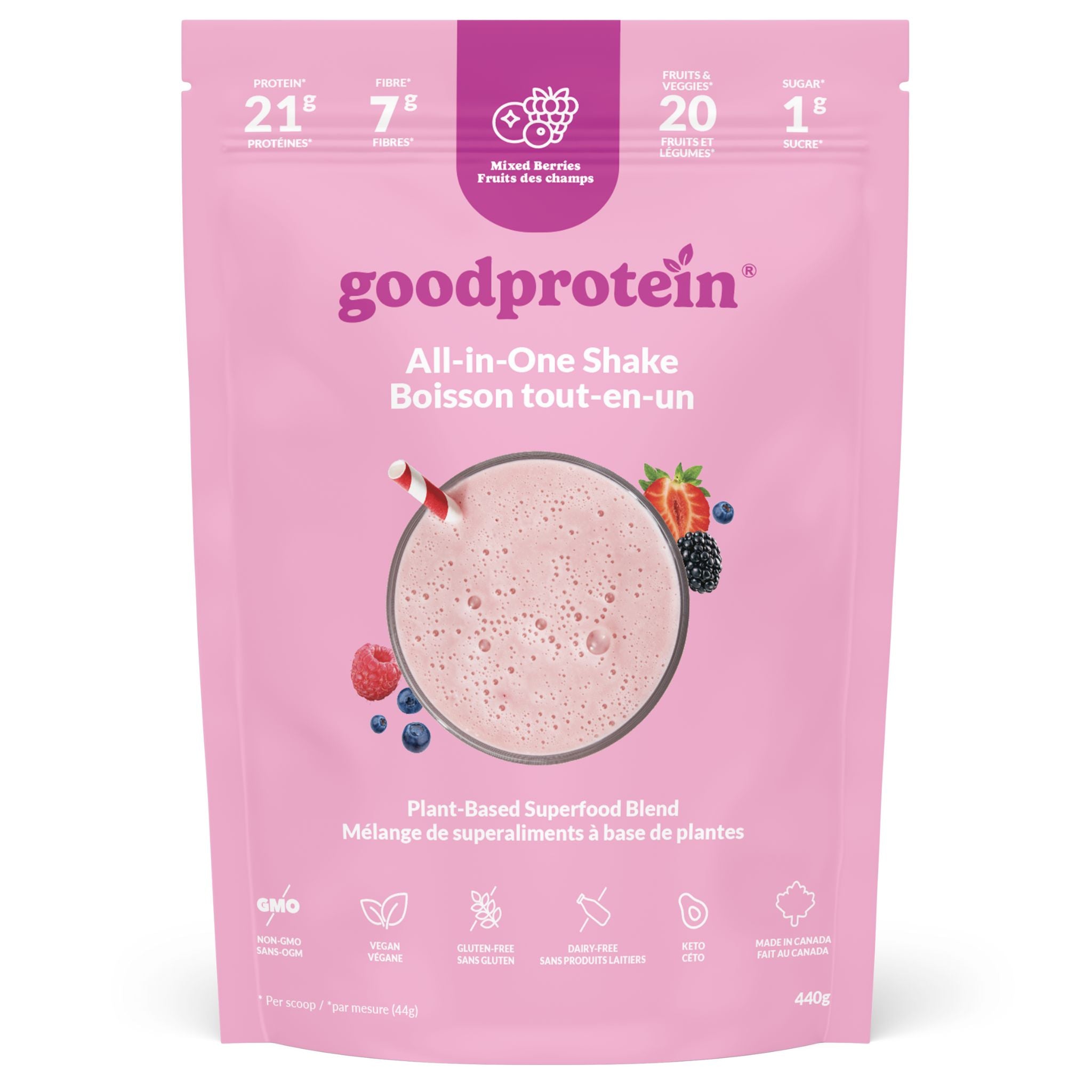 Good Protein Mixed Berries 440g - Nature's Source Inc