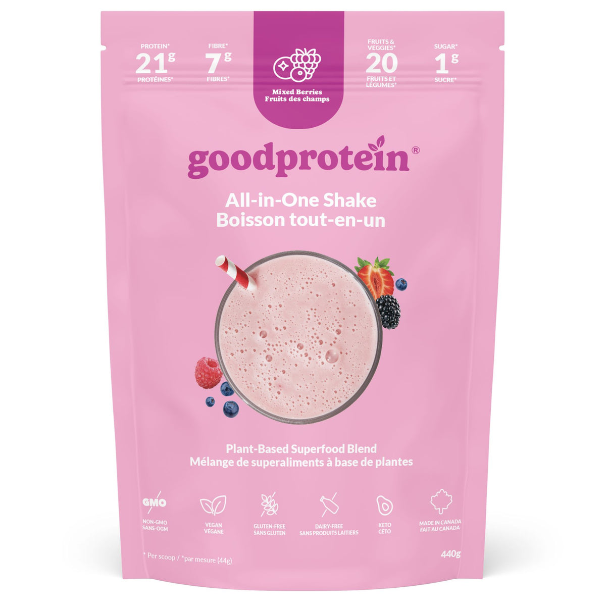 Good Protein Mixed Berries 440g - Nature's Source Inc
