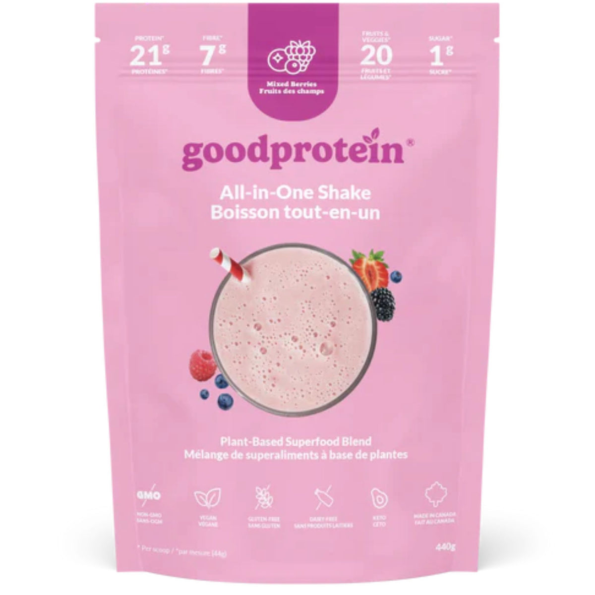 Good Protein Mixed Berries 880g - Nature's Source Inc