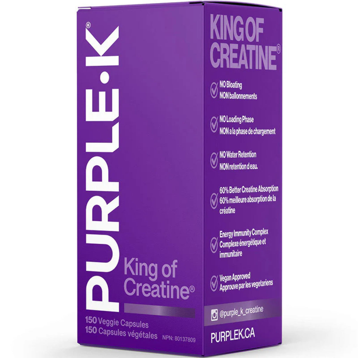 Purple - K Creatine, 150 Vegetable Capsules - Nature's Source Inc