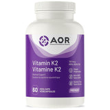 AOR Vitamin K2, 120mcg 60 Vegan Capsules - Key Vitamin to Direct Calcium to Bones, Provides Both Mk - 4 and Mk - 7, Double Microencapsulated for Stability, Crucial for Bone Repair and Maintenance - Nature's Source Inc