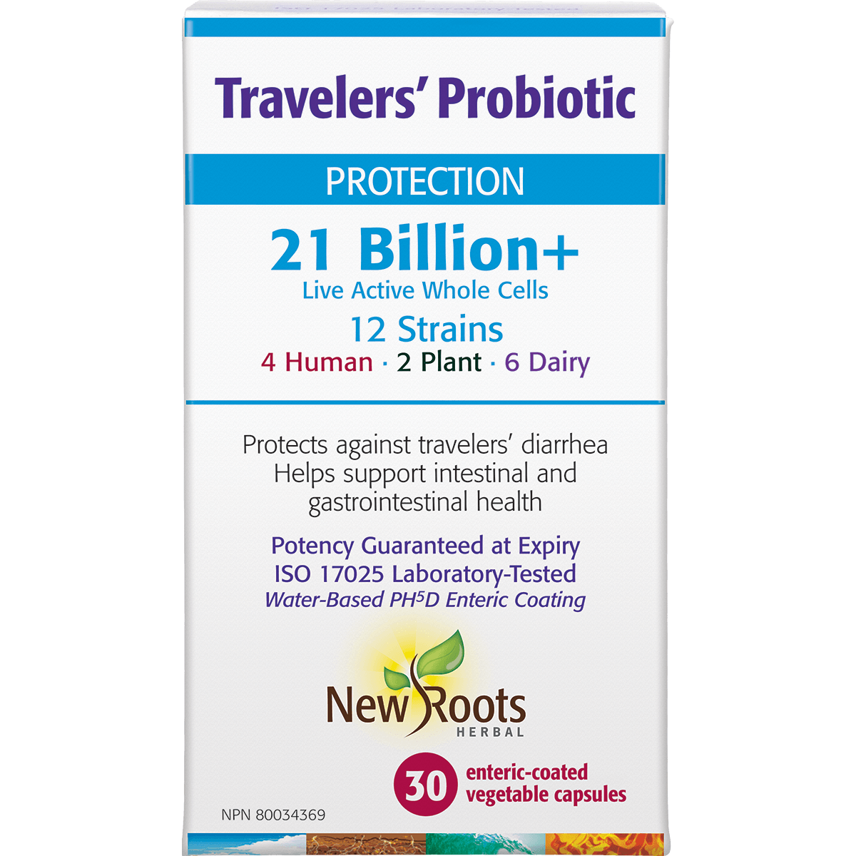 New Roots Herbal 21 Billion+ Travelers' Probiotic - 30 Veg Capsules