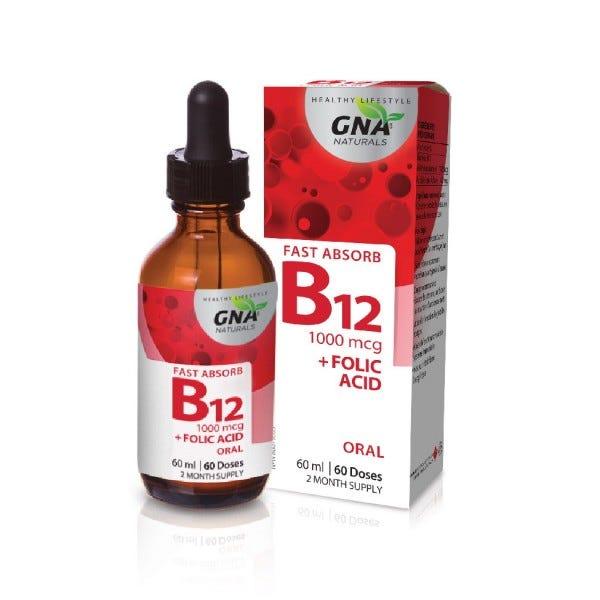 Buy GNA Naturals Berry Fast Absorb Vitamin B12 + Folate 60ml 