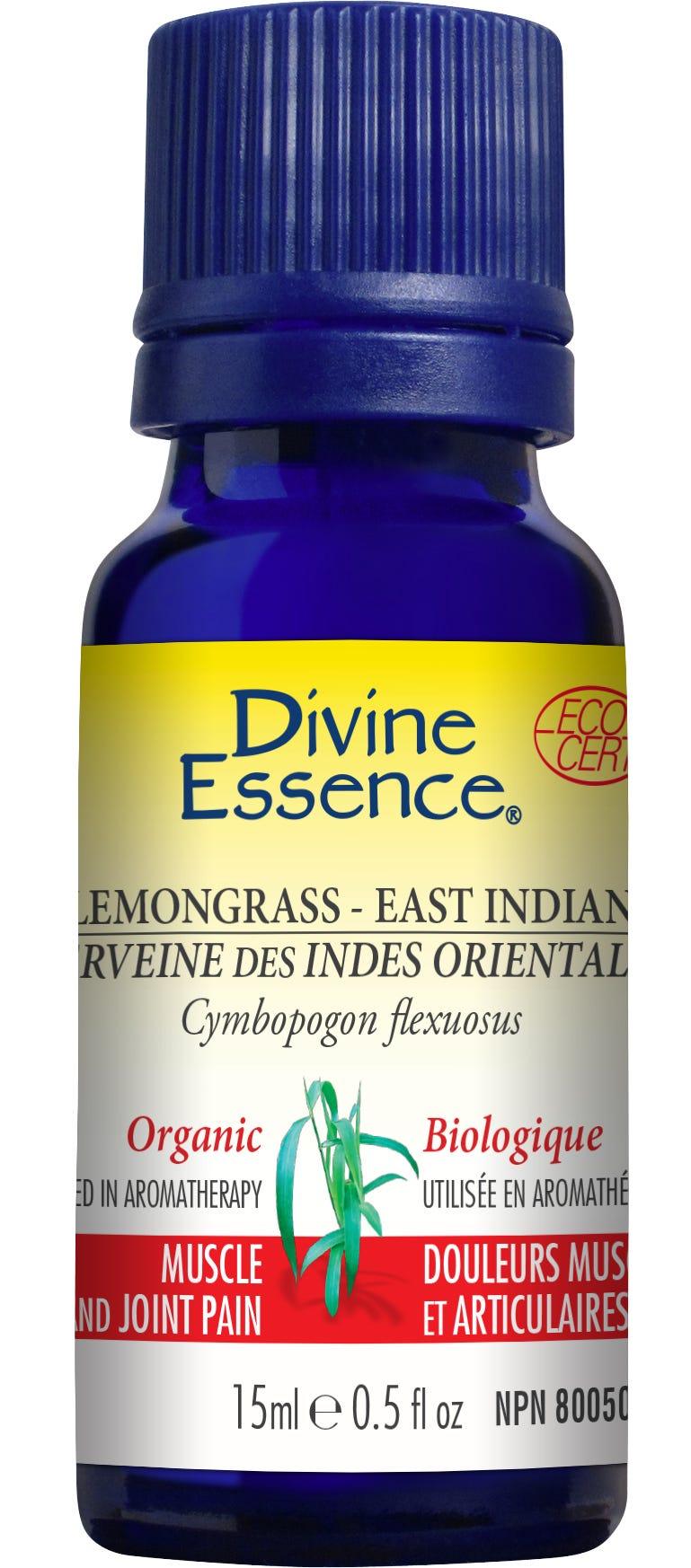 Divine Essence Organic East Indian Lemongrass Essential Oil - 15ml