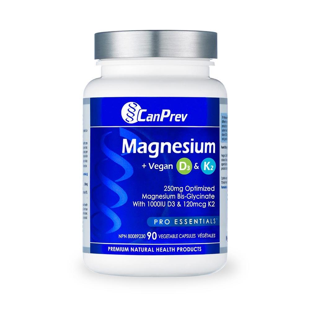 CanPrev Magnesium + Vegan D3 & K2 (Bone-Health) - 90 Veg Capsules