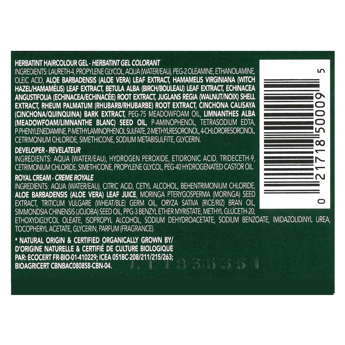 Additional Image of product label with text Herbatint N 9 Honey Blonde 135ml