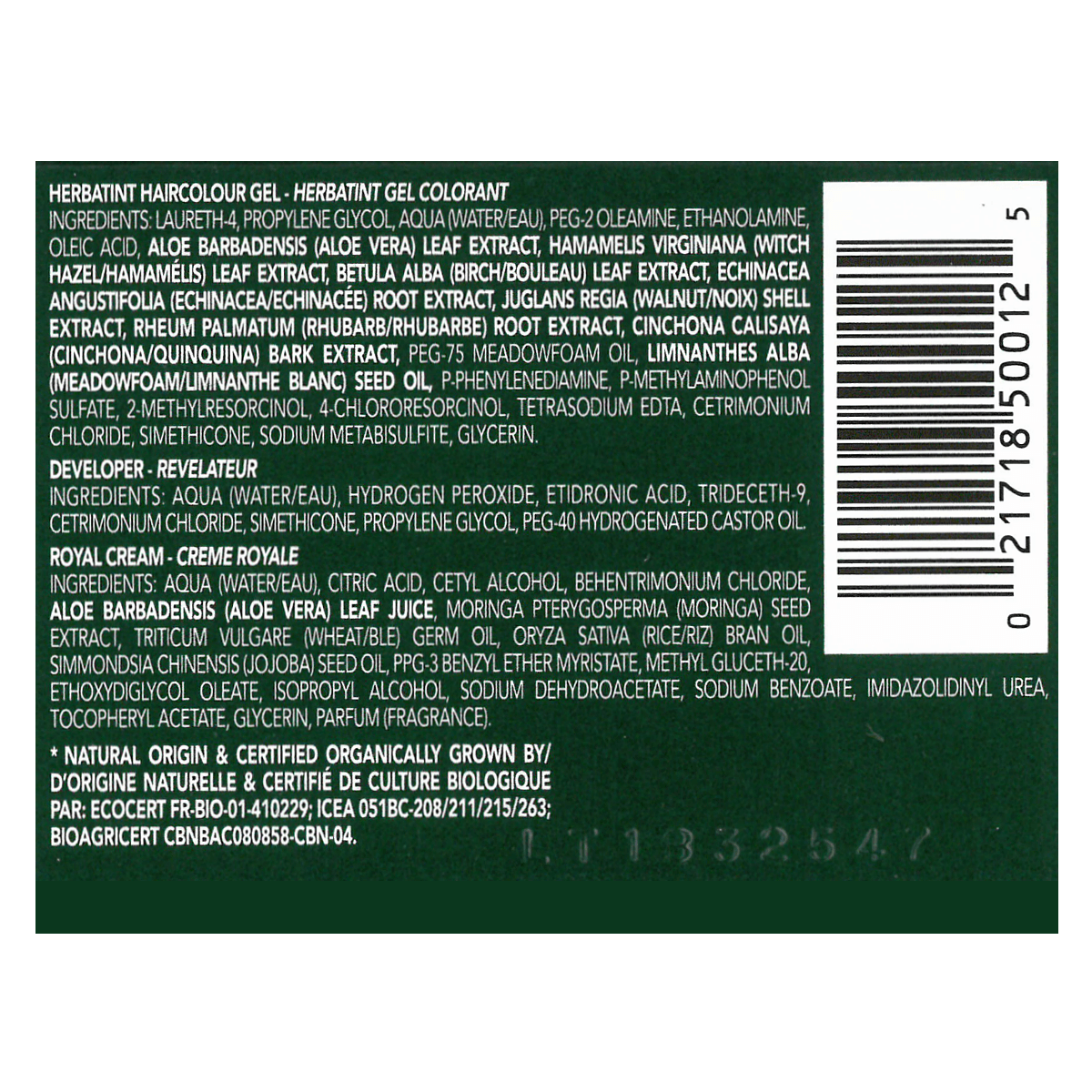 Additional Image of product label with text Herbatint D 5 Light Golden Chestnut 135ml