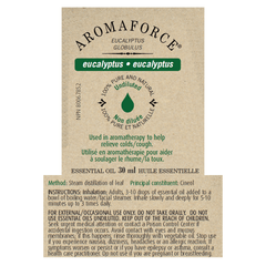 Additional Image of product label with text Aromaforce Eucalyptus Essential Oil 30ml