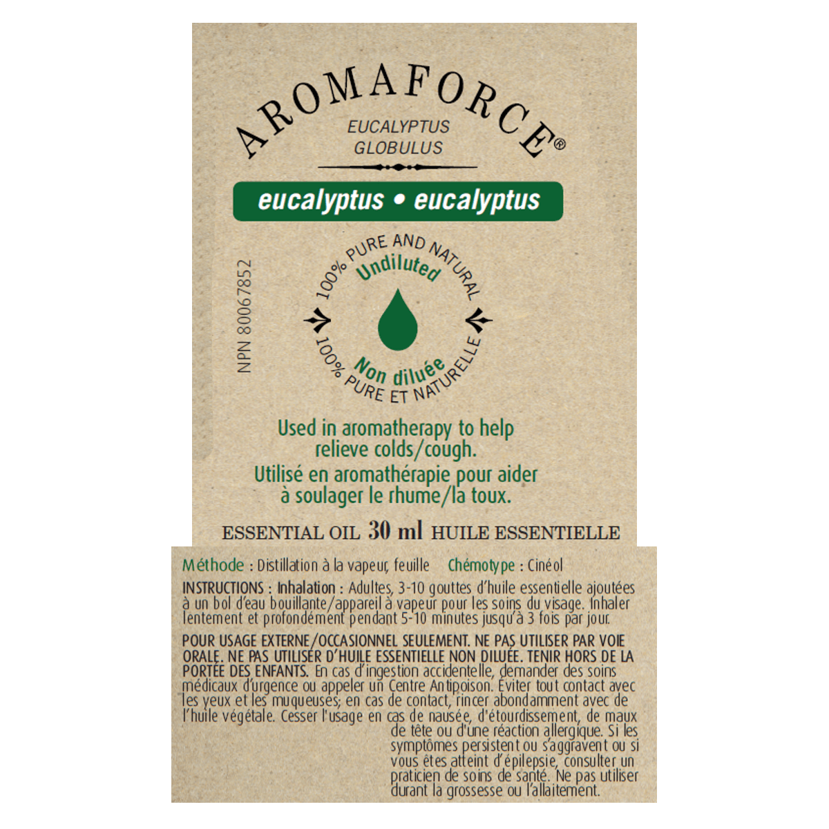 Aromaforce Eucalyptus Essential Oil Undiluted 30ml