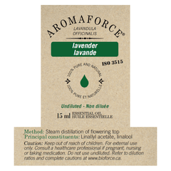 Additional Image of product label with text Aromaforce Lavender Essential Oil 15ml