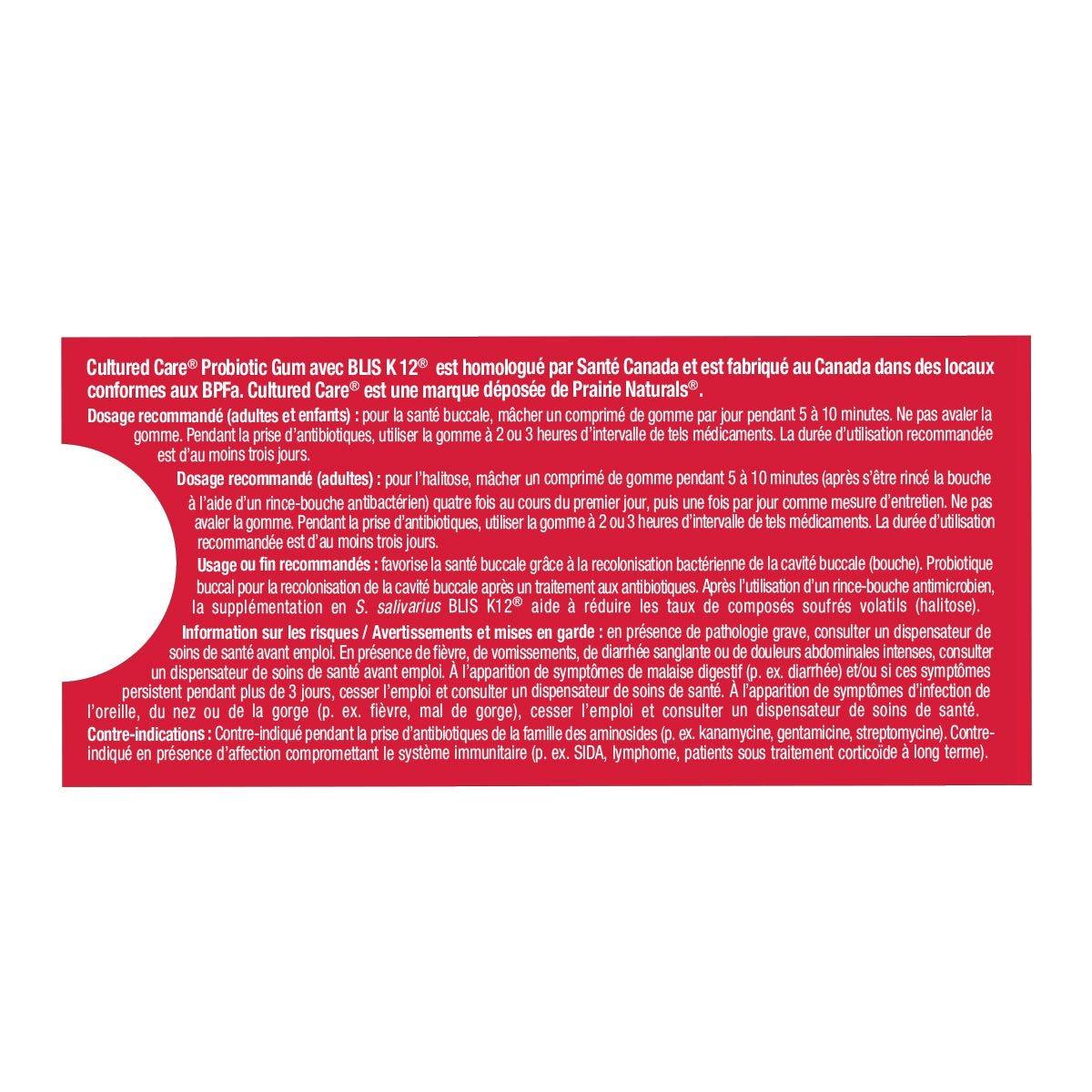 Prairie Naturals Probiotic Gum Raspberry Oral Health 12g