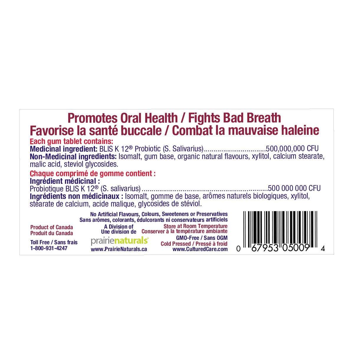 Prairie Naturals Probiotic Gum Raspberry Fights Bad Breath