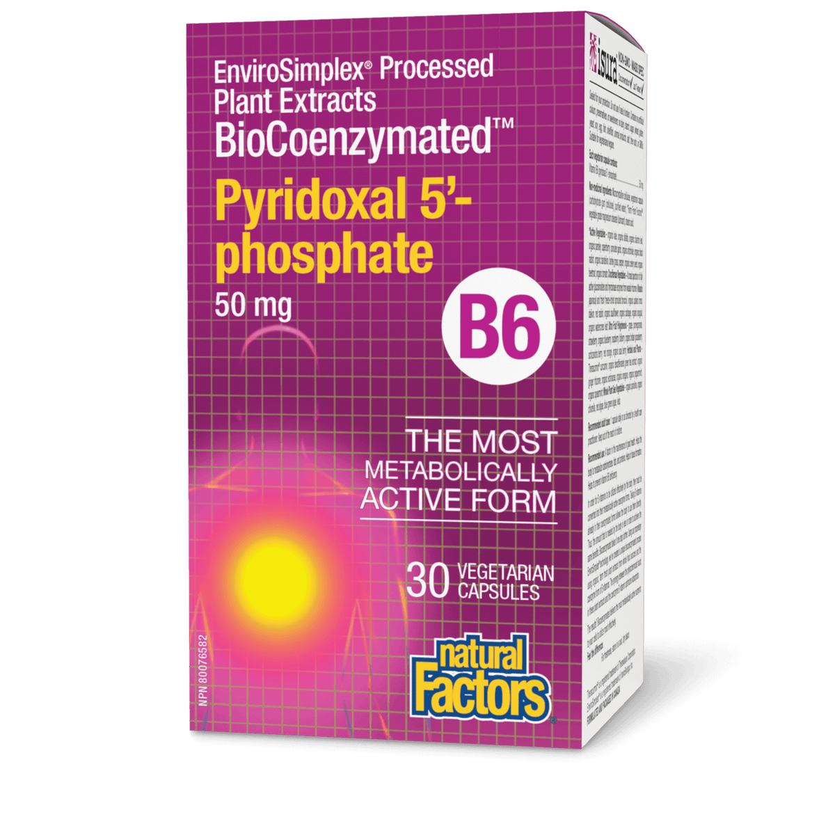 Natural Factors BioCoenzymated Pyridoxal 5 Phosphate 50 mg 24 vcaps