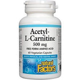 Natural Factors AcetylLCarnitine 500 mg 60vc - Nature's Source Inc