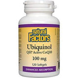 Natural Factors Ubiquinol Active CoQ10, 100mg 120 Softgels - High - Absorption Coenzyme Q10 Supplement for Energy, Heart and Cognitive Support - Nature's Source Inc