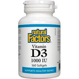Natural Factors Vitamin D3 1000 IU 360sg - Nature's Source Inc