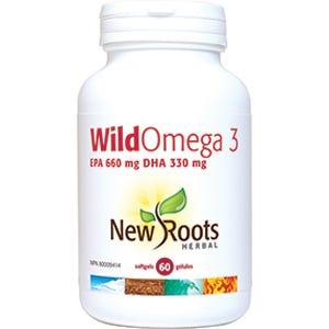 New Roots Wild Omega 3 EPA 660mg DHA 330mg 60 Softgels - Omega-3 Fish Oil, Reduce Inflammation, Heart and Inflammatory Diseases