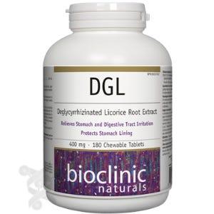 Bioclinic Naturals DGL Deglycyrrhizinated Licorice Root Extract 400mg 180 Chewable Tablets - Supports Stomach Lining, Provides Immediate Relief For Stomach And Digestive Track Discomfort, Stimulate Mucous Formation - Nature's Source Inc