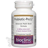 BioClinic Naturals Probiotic - Pro12, 60 Vegan Capsules - Advanced Multi Strain Formula, 12 Billion Active Cells, 12 Gastric Resistant Strains, Support Healthy Intestinal Tract - Nature's Source Inc